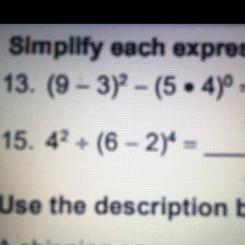 Simplify each expression number 13 only