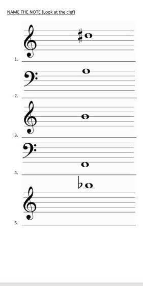 Name the notes (look at the clef)