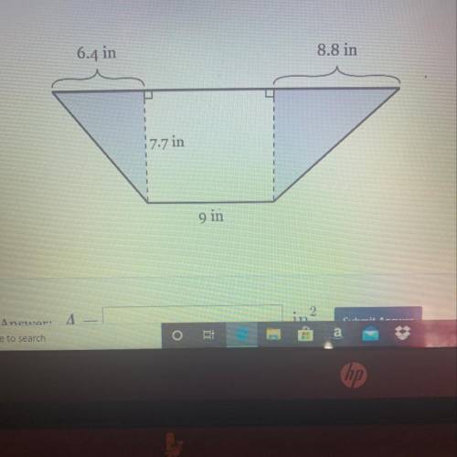 What is the total area in square inches of the shaded sections trapezoid below