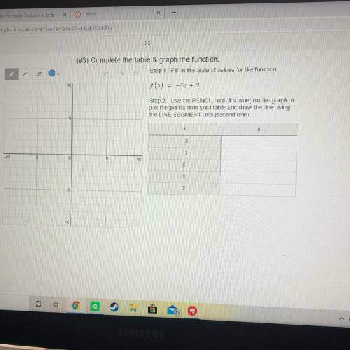 10] (#3) Complete the table & graph the function. Step 1: Fill in the table of values for the fu