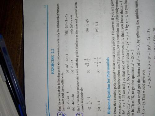 Find the zeros of following quadratic equation and verify the relationship between the zeros and th