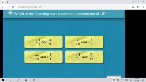 Which of the following have a common denominator of 18?