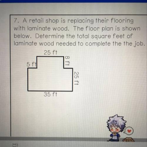 A retail shop is replacing their flooring with laminate wood. The floor plan is shown below. Determ