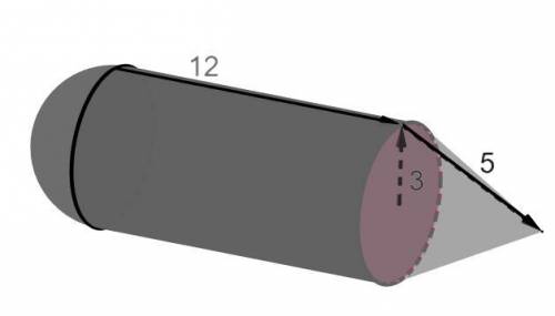 The model of a mini-submarine has the dimensions shown. What is the volume of the mini-submarine?_p