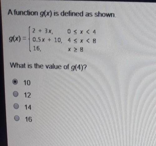Is this correct What is the value of g(4)?10121416