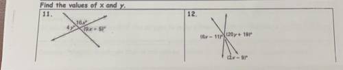 PLEASE SOME ONE HELP  find the values of x and y  step by step if possible