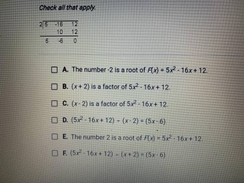 According to the synthetic division below, which of the following statements are true?