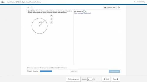 Find the diameter of the circle. Use pencil and paper. Describe a situation where it might be helpf