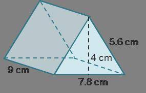 A triangular prism. The triangular base has a base of 7.8 centimeters and height of 4 centimeters.