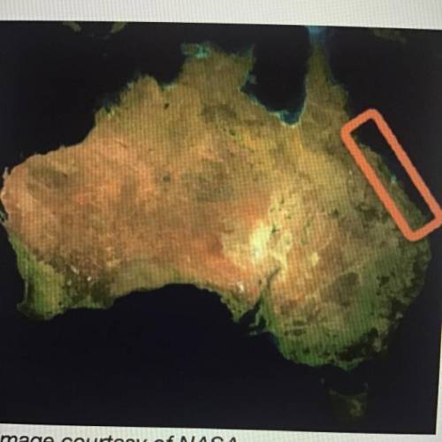 Which of Australia’s physical features is circled on the map above? A. The central lowlands B. The