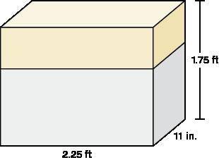 The figure shows a tank in the form of a rectangular prism that is 65% full of water. How many more