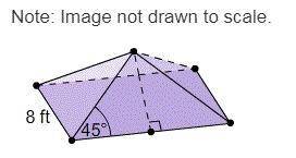 This image shows a square pyramid. What is the surface area of this square pyramid? Options: 32 ft²