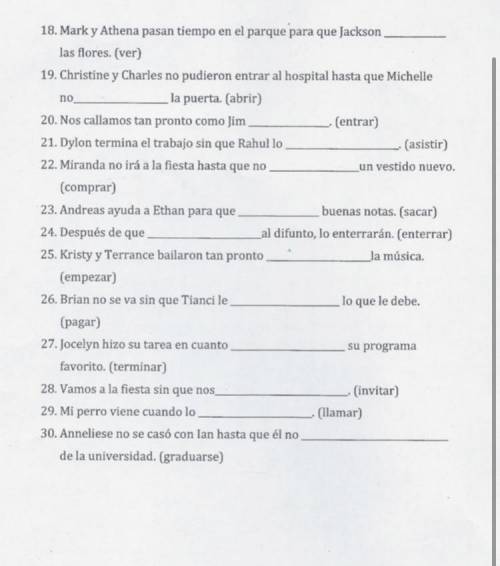 Spanish help!! cláusulas adverbiales y conjunciones de tiempo: