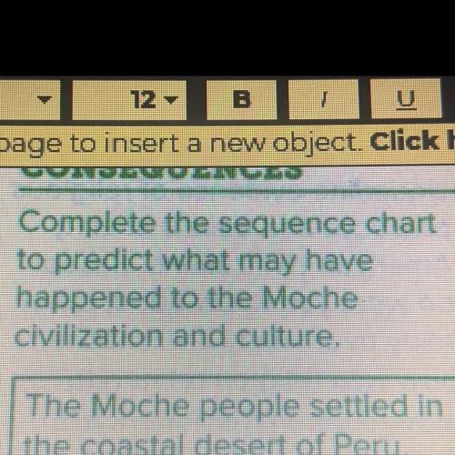 Complete the sequence chart to predict what may have happened to the moche civilization and culture