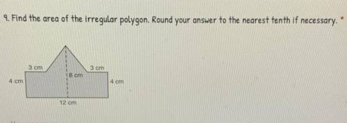 Find the area of the irregular polygon. Round your answer to the nearest tenth if necessary.