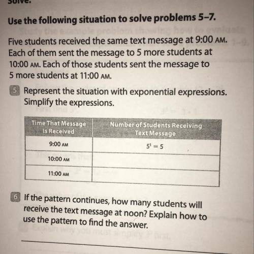 Five students received the same text message at 9:00 AM. Each of them sent the message to 5 more st