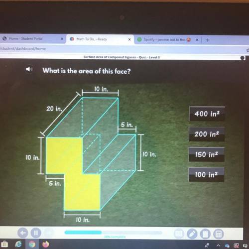 What is the area of this face? 400 in2 200 in2 150 in? 100 in2