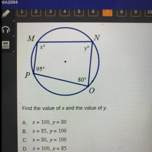 Find the value of x and the value of y