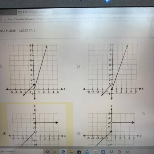 Which graph represents the piecewise function? Y={x+1 if x<(<— that’s underlined)0 3x if x &g