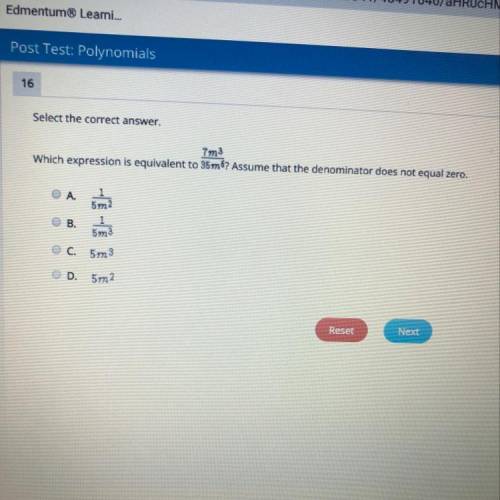 Which expression is equivalent to...Assume that the denominator does not equal zero.