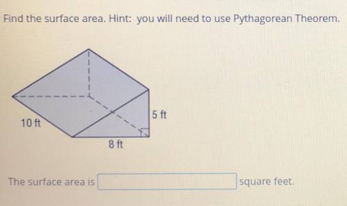 Find the surface area. Use pythagorean theorem