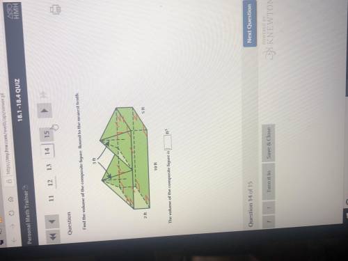 Find the volume of the composite figure round the answer to the nearest 10th