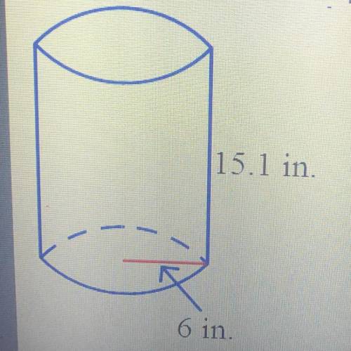 Find the surface area of the cylinder. Round your answer to the nearest hundredth. A. 569.26 in2 B.
