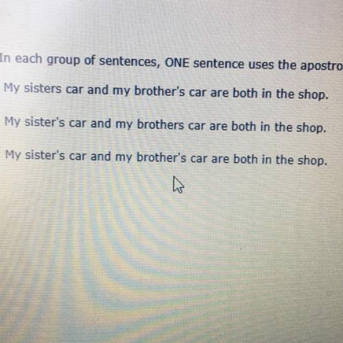 In each group of sentences, ONE sentence uses the apostrophe correctly. Choose that sentence. Pleas