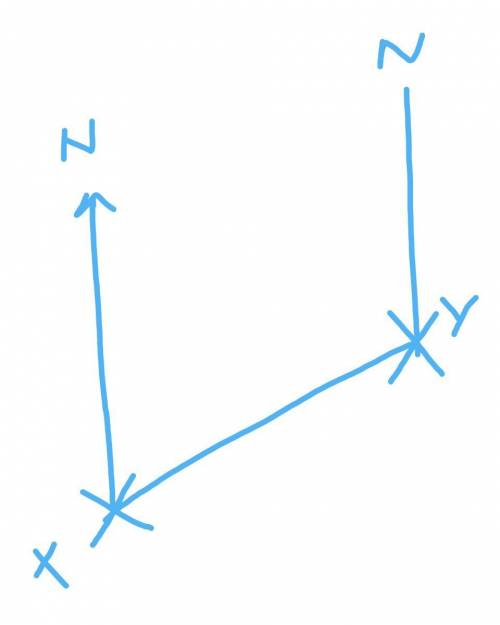 8. The diagram shows the positions of two telephone masts, X and Y. on a map.a) Measure the bearing