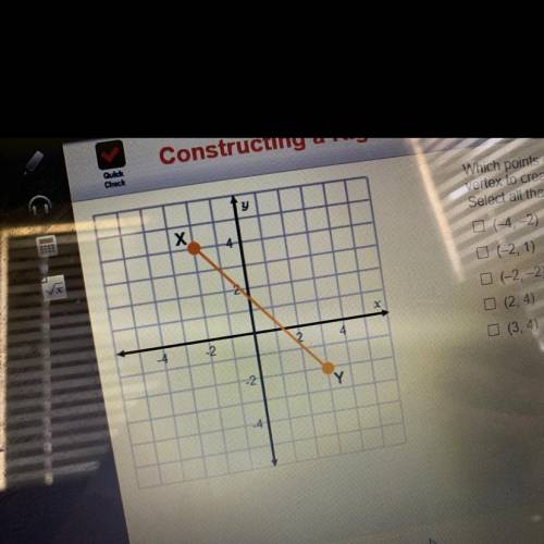 Which points can be used in the diagram as the third vertex to create a right triangle with hypoten