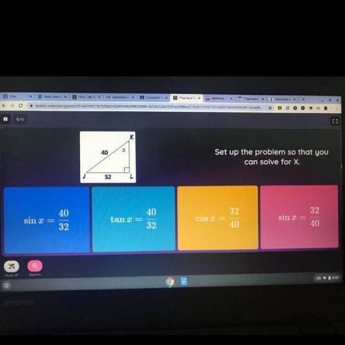 Set up to problem so you can solve for x