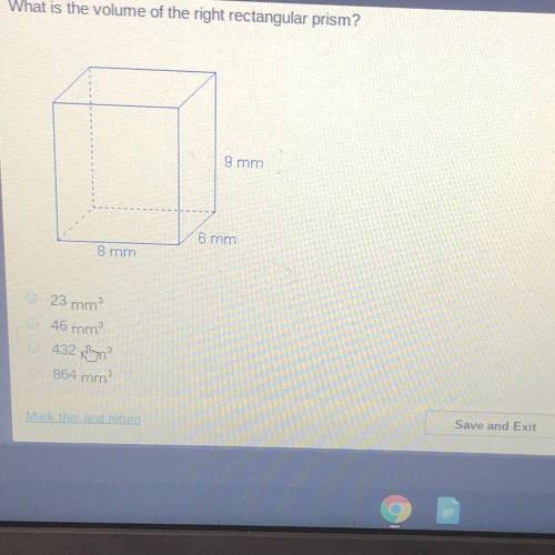 What is the volume of the right rectangular prism? 9 mm ווווןןם 8 mm 23 mm 46 mm NEED ASAP