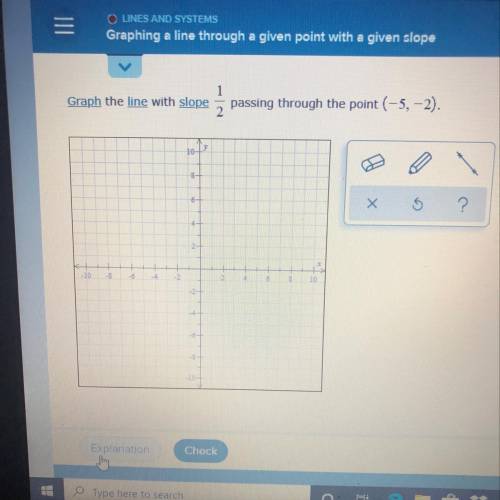 Graph the line with slope 1/2 passing through the poin