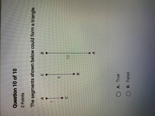 The segment shown below could from a triangle.