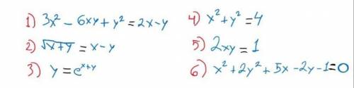 Find the derivatives of the following implicit functions. show work.