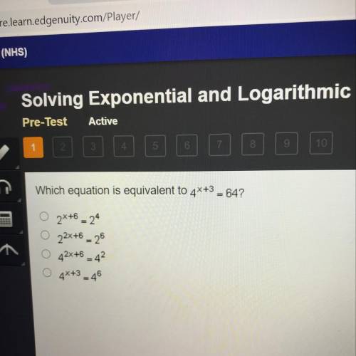 Which equation is equivalent to 4sqrt x+3=64?