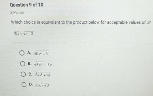 Which choice is equivalent to the product below when x>0