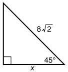 31 points!
Find x.
A: 8
B: √8 
C: 16 
D: 4√2