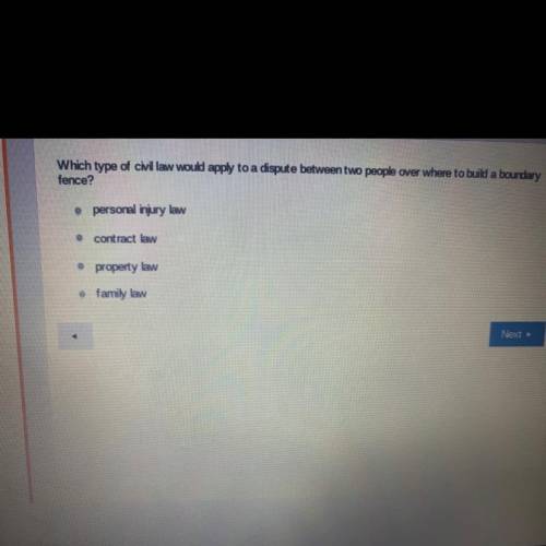 Which type of civil law would apply to a dispute between two people over where to build a boundary