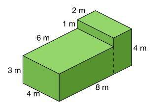 What is the volume of the solid figure below?28 m396 m3104 m3128 m3