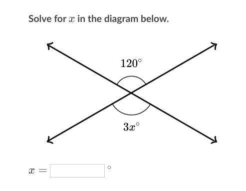 Please help me.
Solve for x in the diagram below: