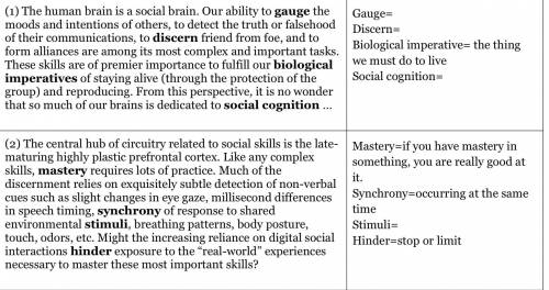 GIVING BRAINLIEST (NEEDS A EXPLANATION)

6. Dr. Giedd describes the non-verbal cues as “exquisitel