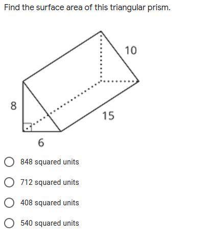 Find the Surface Area of this triangular prism.