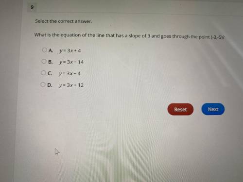 What is the equation of the line that has a slope of 3 and goes through the point (-3,-5)