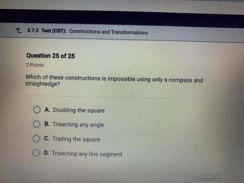 Which of these constructions is impossible using only a compass and straight edge?

Nvm the answer