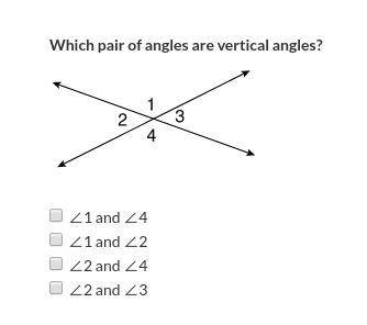 Which pair of angles are vertical angles?