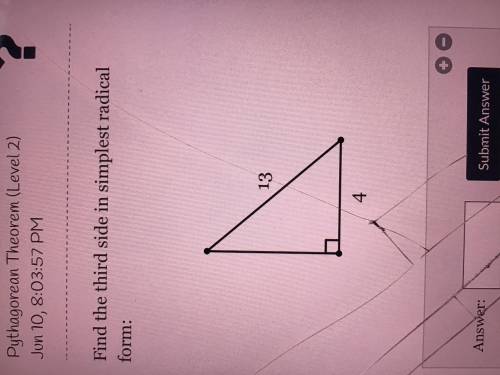 Find the third side in simplest radical form