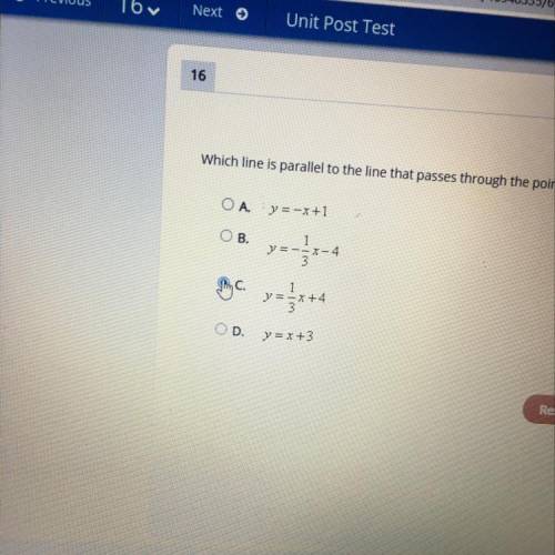 Which line is parallel to the line that passes through the points (-1,2) and (5,-4)?