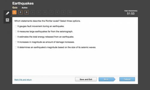 Which statements describe the Richter scale? Select three options.