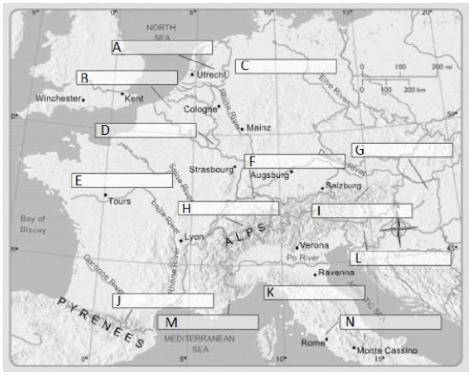 Please help!! please Label all of the following on the map below, or fill in the list below the map